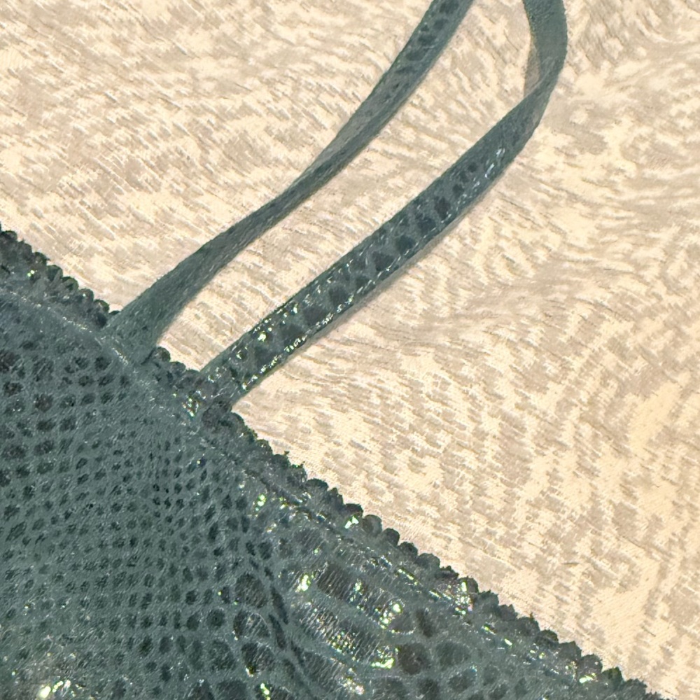 Fatto a Mano by Carlos Falchi /// Emerald Green Faux Snakeskin Pattern Tote - Picture 6 of 8